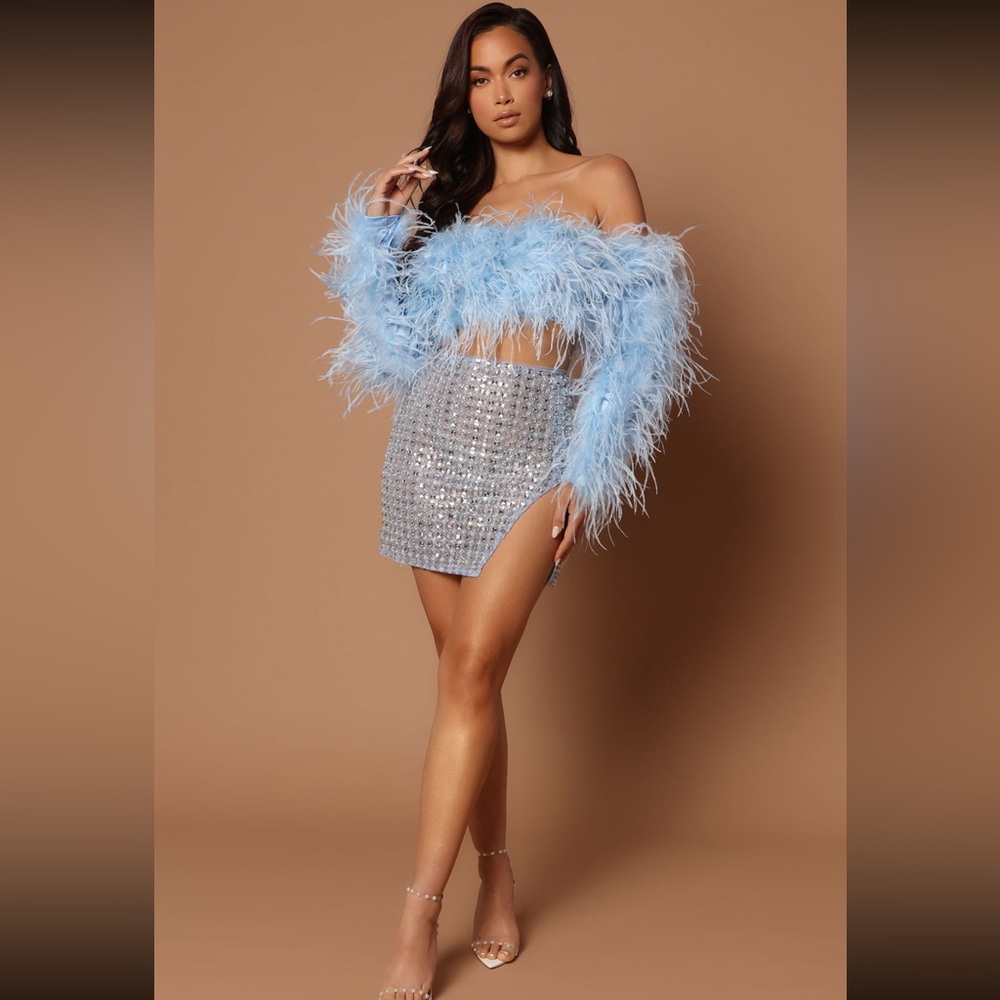 Fashion Nova Nova Lux Kourt Embellished Mini skirt set
